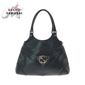GUCCI Interlocking Black Leather Hobo Shoulder Bag